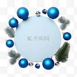蓝色杉树图片_带有蓝色球和纸杉树的圣诞组合物