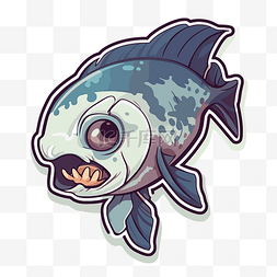 卡通死鱼图片_一条有嘴和牙齿的愤怒的鱼