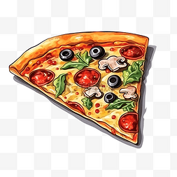 量一量比一比图片_一片披萨配蘑菇番茄和橄榄彩色披