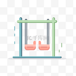 色彩缤纷的秋千，有两个粉色和绿