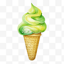 舀图片_绿色和黄色的水彩冰淇淋