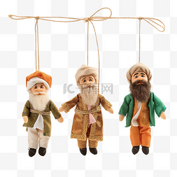 挂在绳子上的三个智者的滑稽圣诞