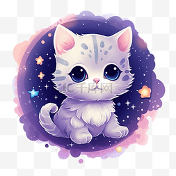 太空星系中可爱的小猫小猫