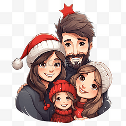 国画小庭图片_幸福的家庭和圣诞树