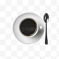 带勺子的杯子图片_带盘子和勺子的白咖啡杯的顶视图