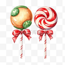 巧克力路图片_圣诞糖果棒棒糖和zefir 水彩插图