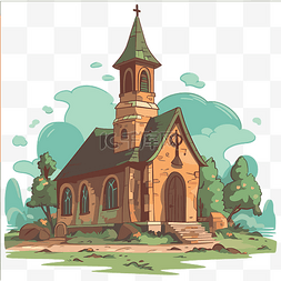 乡村一座小老教堂的 chruch 剪贴画