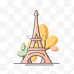 巴黎圣母院矢量图片_巴黎和埃菲尔铁塔的平面风格插图
