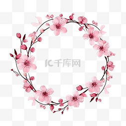 粉色樱花或樱花花环框架贴纸