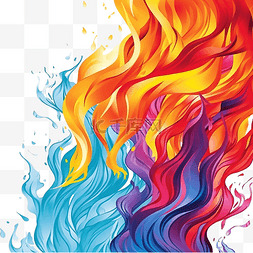 火与水图片_无缝图案与消防栓水彩色PNG插图