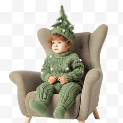 可调室内外温度图片_穿着针织连体衣的可爱宝宝坐在柔