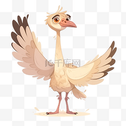 可爱的卡通家禽翅膀动物鸵鸟