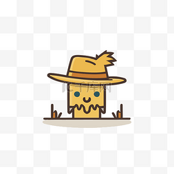 稻草人的帽子图片_戴着草帽的可爱农民图标设计 向