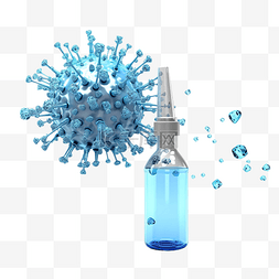 吸收细菌图片_液体中的分子病毒，带玻璃滴管 3D