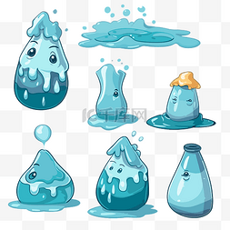 水剪贴画不同形状和颜色的卡通水