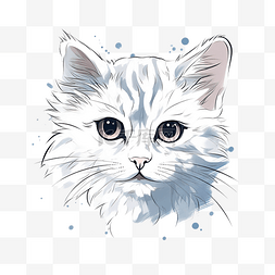 可爱小纹身图片_可爱的猫线条艺术的数字插图