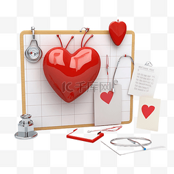 心脏备忘录板和药物细节的插图 3D