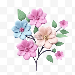 粉花图片_可爱的3D盛开的花朵花卉装饰