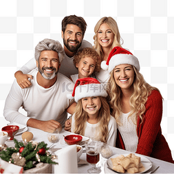 微笑的大家庭一起庆祝圣诞节