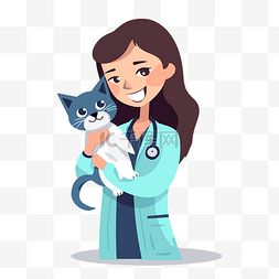 兽医剪贴画 兽医与她的猫和宠物