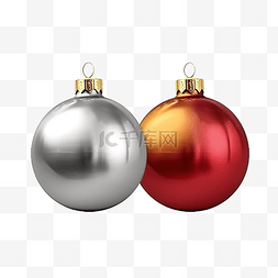 红金色球图片_圣诞球逼真的银红色和金色风格