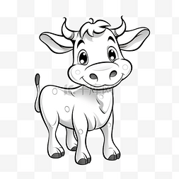 黑白牧场图片_涂鸦卡通人物牛黑白颜色带着微笑