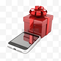 3d手机盒子图片_手机上礼品盒消息的 3D 插图