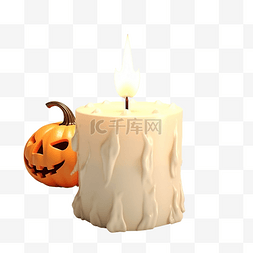 万圣节 3d 渲染的燃烧白蜡蜡烛