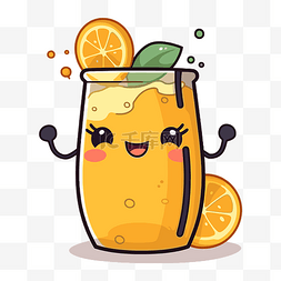 水果商标卡通图案图片_果汁剪贴画橙汁饮料卡哇伊人物插