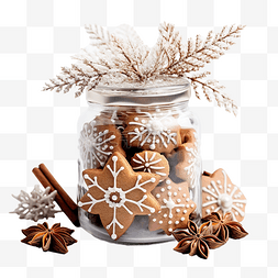 饼干球图片_圣诞组合物，配有美味的星姜饼干