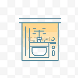 厨房平面图片_白色背景上带有浅黄色的厨房线图
