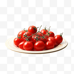 木小盘子图片_木桌上的盘子上的新鲜樱桃番茄