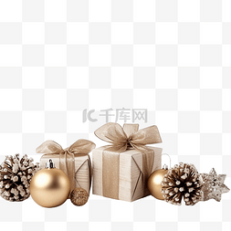 白色木质表面圣诞装饰的组成
