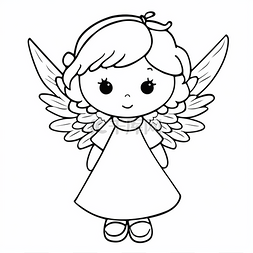 可爱天使表情图片_带翅膀的可爱天使着色页