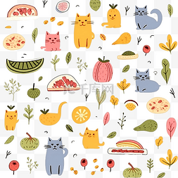 猫和食物的图案