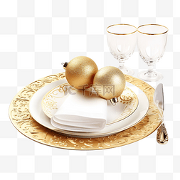 生日派對图片_圣诞餐桌布置与金色餐具