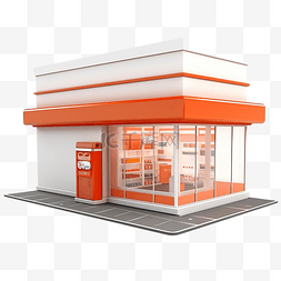 3d店铺模型图片_商店建筑微型商店 3d 插图 3d 渲染