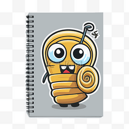 可爱小虫子图片_黄色螺旋笔记本，上面有一个可爱