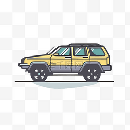 黄色的吉普车图片_白色背景上的黄色 suv 图标 向量