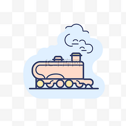 白色背景上柔和颜色的简单火车图