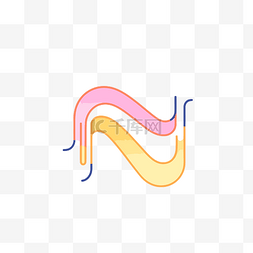 彩色字母n图片_抽象的彩色波浪设计是新名字字母