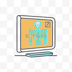 制造业商标图片_电脑屏幕显示蓝色背景的骨架 向