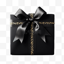 黑色的包装盒图片_黑色表面装饰金丝带的圣诞黑色礼