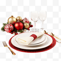 圣诞餐桌图片_圣诞餐桌摆设，配有圣诞装饰品带