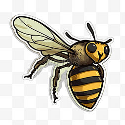 蜜蜂贴纸图片_白色背景剪贴画上的卡通蜜蜂贴纸