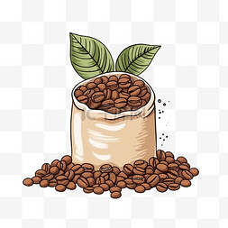 抽象线条咖啡树枝图片_咖啡粉袋插画