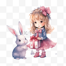 童话童话图片_小公主圣诞节得到了兔子