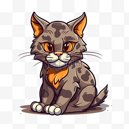 橙色眼睛卡通风格的野猫剪贴画猫