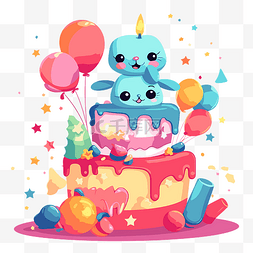 生日兔子生日蛋糕图片_生日快乐 向量