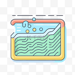 游泳池线条图片_带有一些水波的线条图标 向量